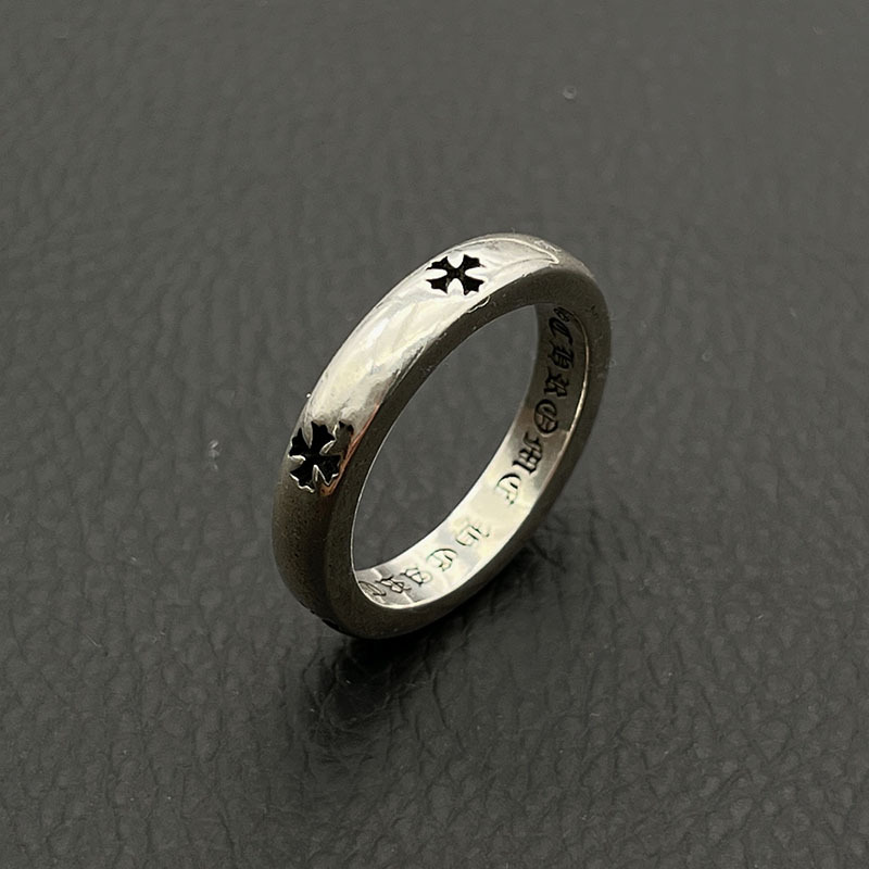 Ćhřomę & Ĥeaŕts S925 Bạc Sterling Crookee cổ điển Vòng chéo nhẫn hoa, Châu Âu và mỹ thích hợp hip-hop vòng, Độc Đoán Punk phong cách đôi cổ điển