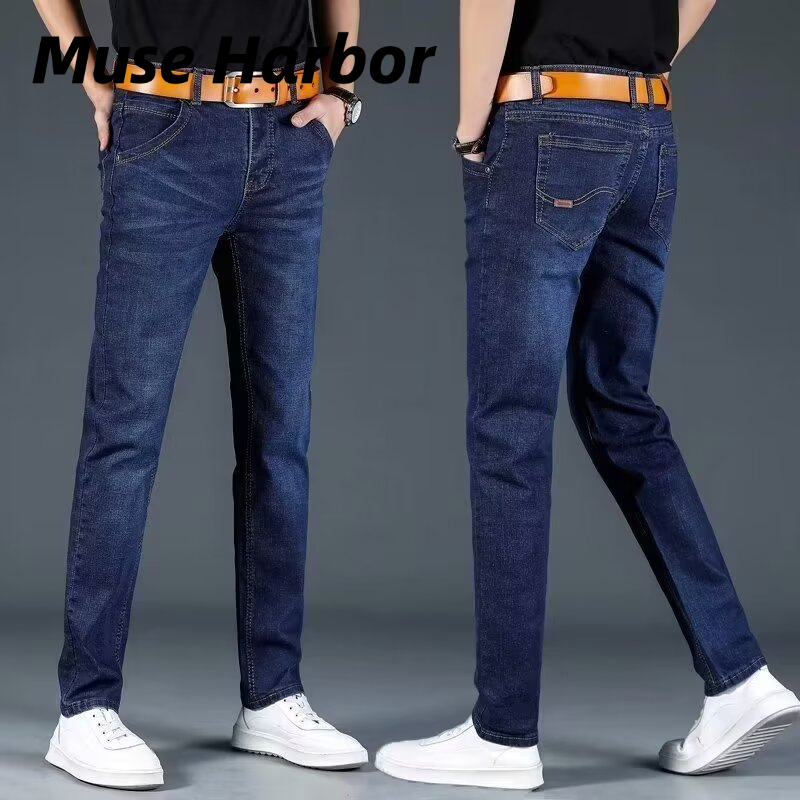 Muse Harbor กางเกงยีนส์ผู้ชาย-กางเกงสำหรับผู้ชายและกางเกงยีนส์ขาตรงกางเกงยีนส์ลำลองกางเกงยืดธุรกิจเกาหล ราคา 134 บาท*ส่งฟรี