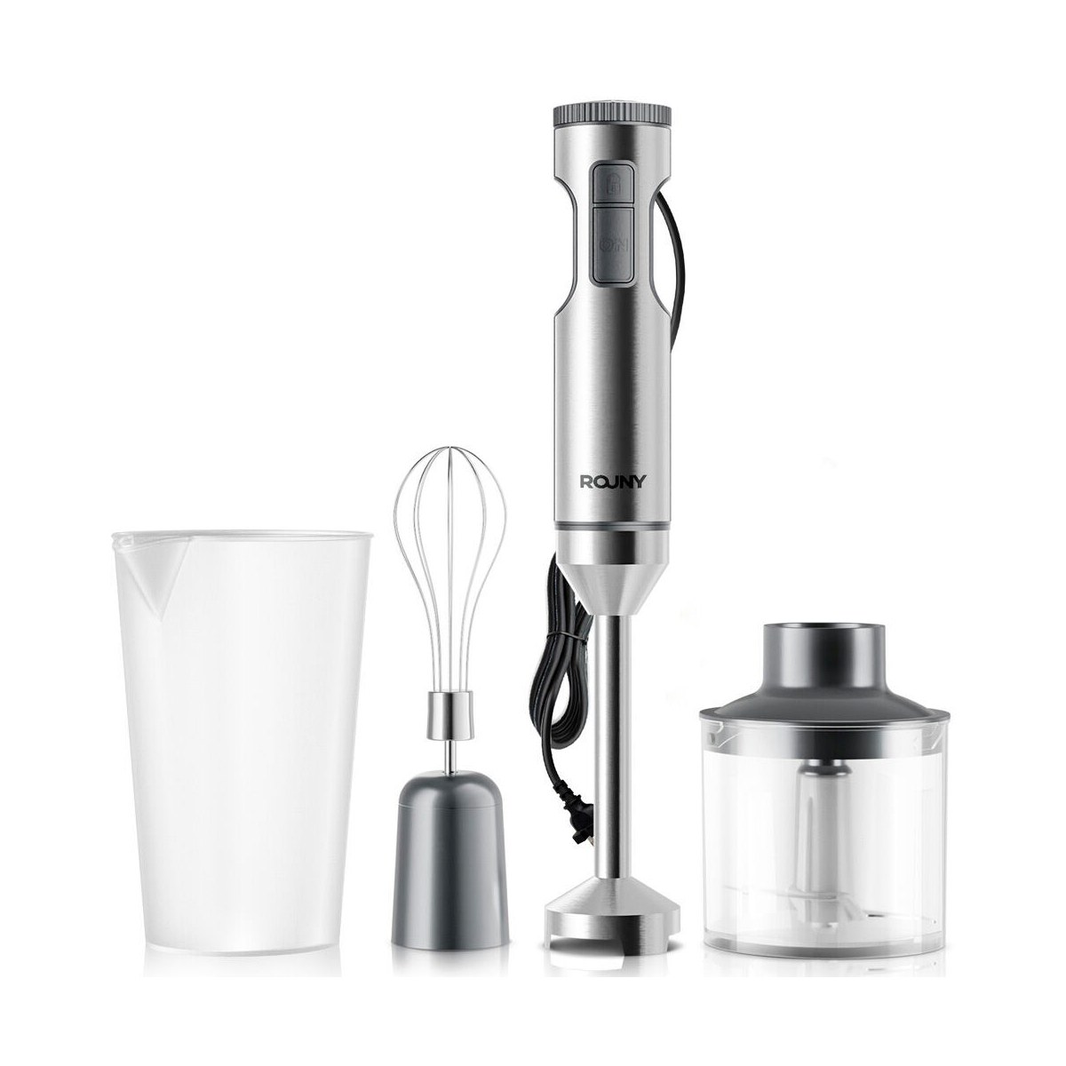 【Kovo Zone123】 Hand Immersion Blender Powerful 4-in-1 Stainless Steel Food Mixer 700ml Mixing Beaker 500ml Processor Whisk