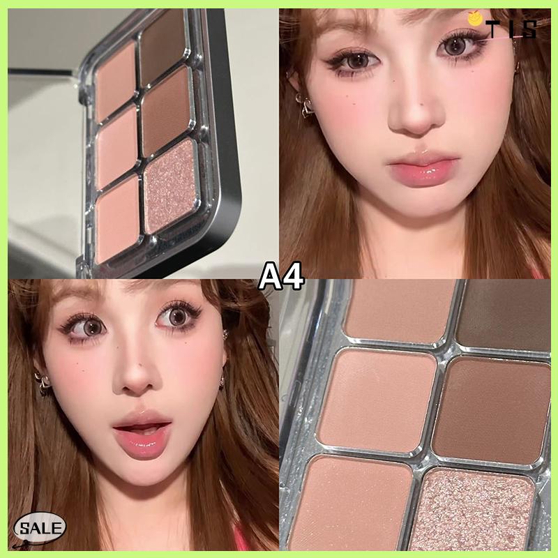 Follow Get New【TIS】 6 màu sắc Matte Eyeshadow Palette ánh sáng lung linh long lanh đất màu thấp bão hòa bóng mắt sắc tố lâu dài mỹ phẩm - 4