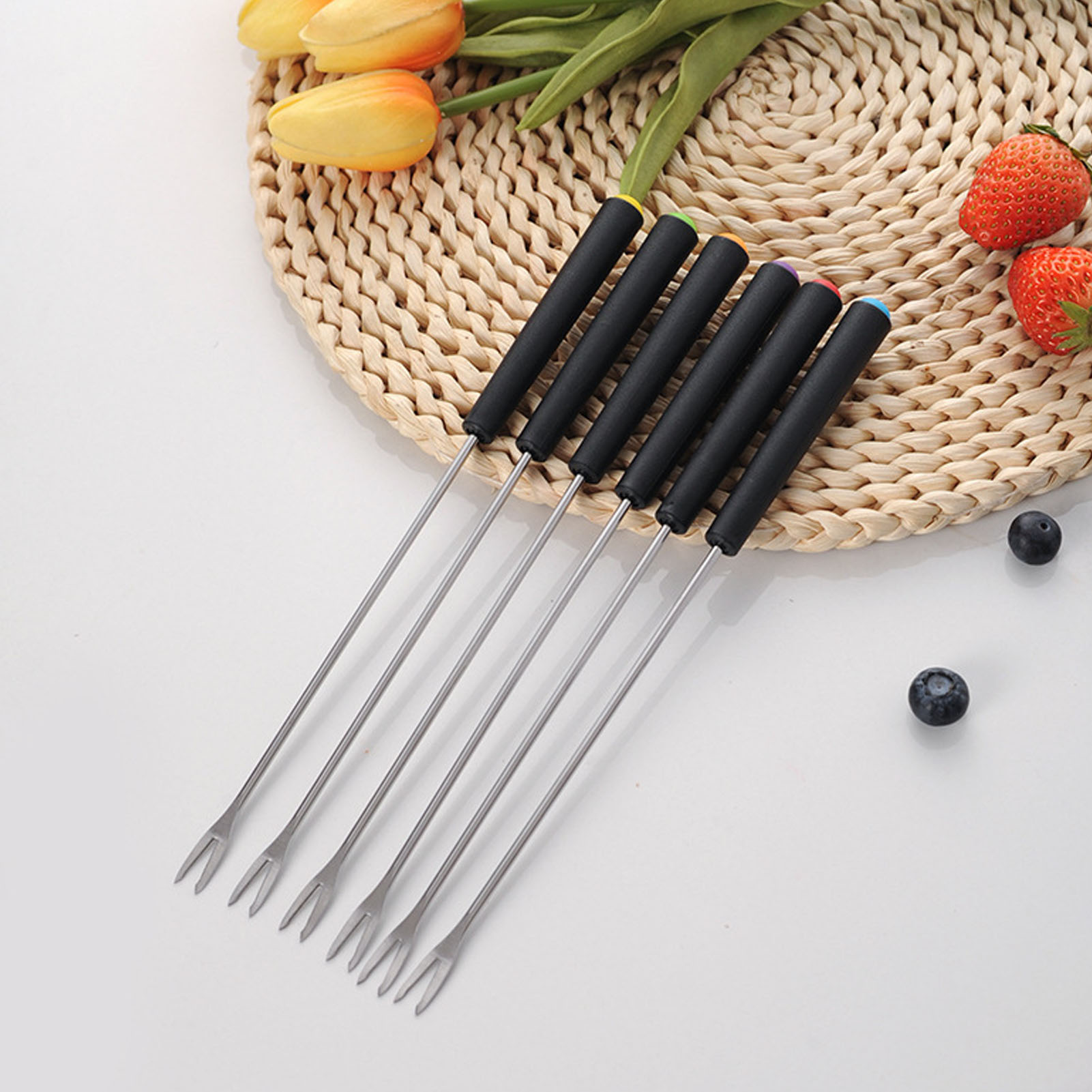 Dĩa dùng để ăn món Fondue Bộ chống ăn mòn chống gỉ màu sắc khác nhau dĩa dùng để ăn món Fondue thép không gỉ cho bánh cho sô cô la cho lẩu phô mai