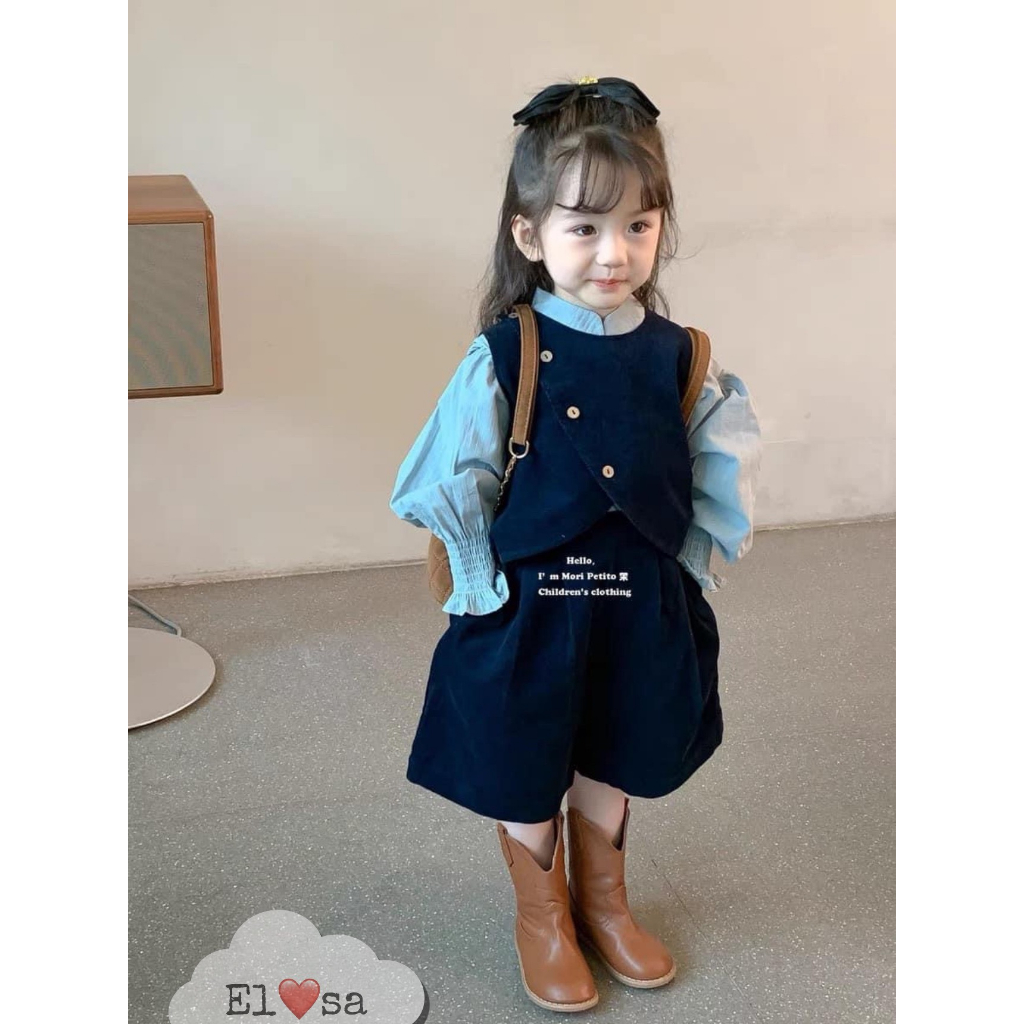 Quần áo bé gái- set gile 3 chi tiết siêu xinh cho bé 1-8 tuổi