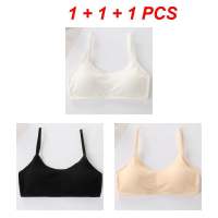 YOHOOLYO 3PCS Summer Cotton Baby Bras 12-16 Years Soft Seamless Wireless Solid Color Comfortable Breathable Fabic Camisoles Youth Growing Light Support Student Training Sports Underwear