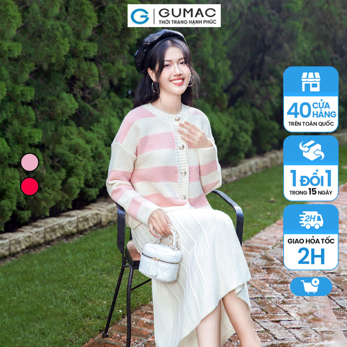 Áo cardigan sọc thời trang gumac ad10047
