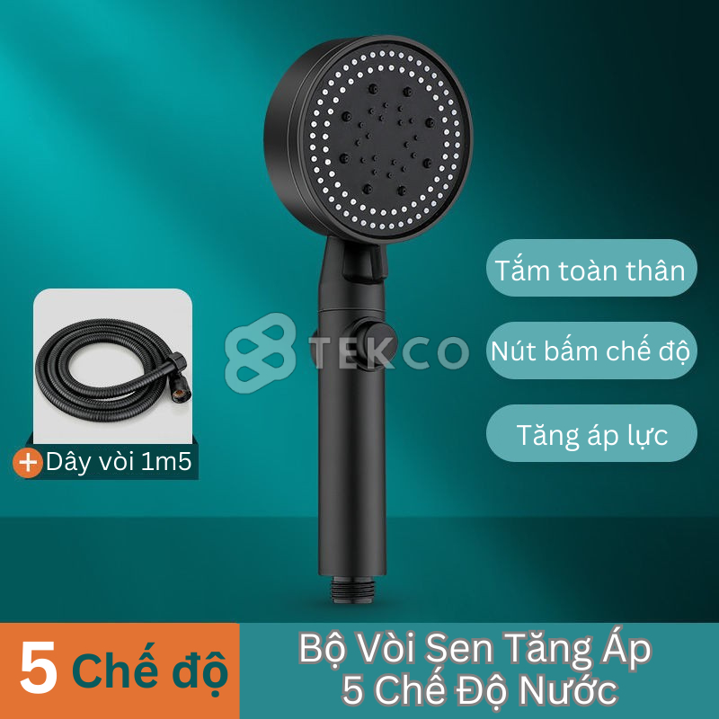 Bộ vòi sen tăng áp 5 chế độ kèm dây - bộ đầu vòi sen massage tăng áp