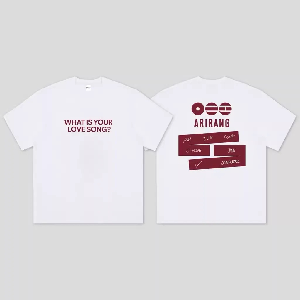 L66 BTS cotton tee J-HOPE V JIMIN fans cheering round collar cloth ARIRANG T-shirt short sleeve top L