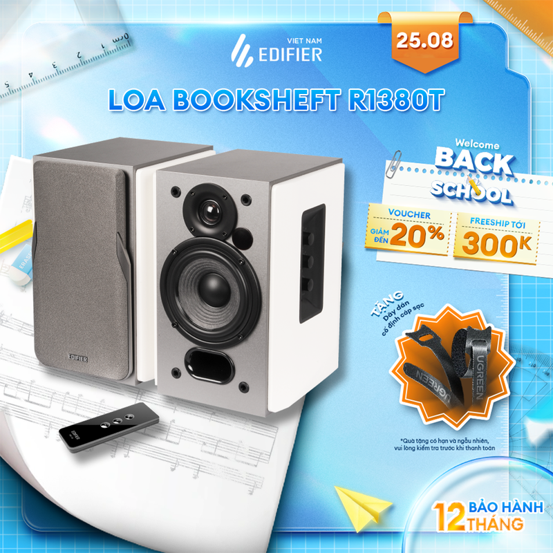 Loa bookshelf 2.0 edifier r1380t | công suất đầu ra 42w | vỏ gỗ cổ điển | đầu vào rca kép | bảo hành 12 tháng