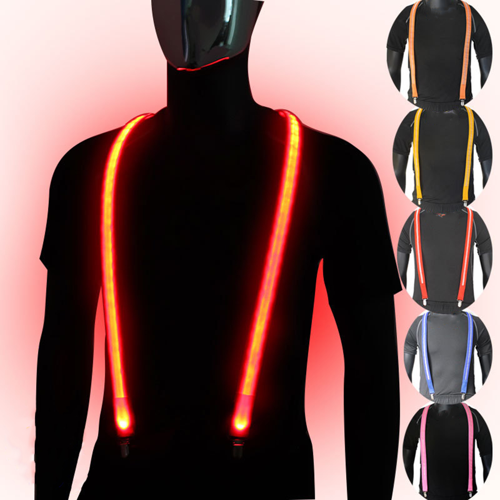Ruimu Dây Đai Quần có thể điều chỉnh cho nam hợp thời trang dây đeo treo LED phát sáng treo cho tiệc khiêu vũ và cosplay ánh sáng lên trang phục Neon cho nam giới và phụ nữ có thể điều chỉnh y thiết kế lưng