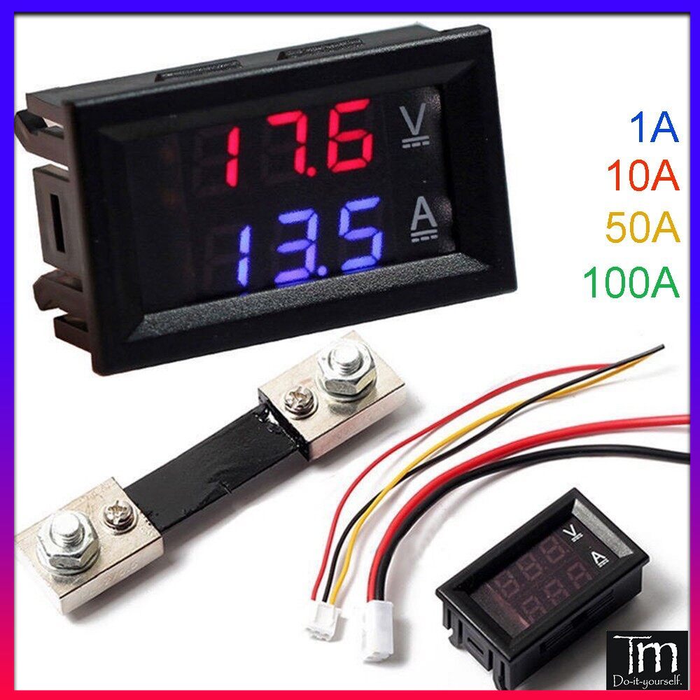 Đồng hồ đo dòng áp vôn ampe 0-100v 1/10/50/100a led 0.56 inch