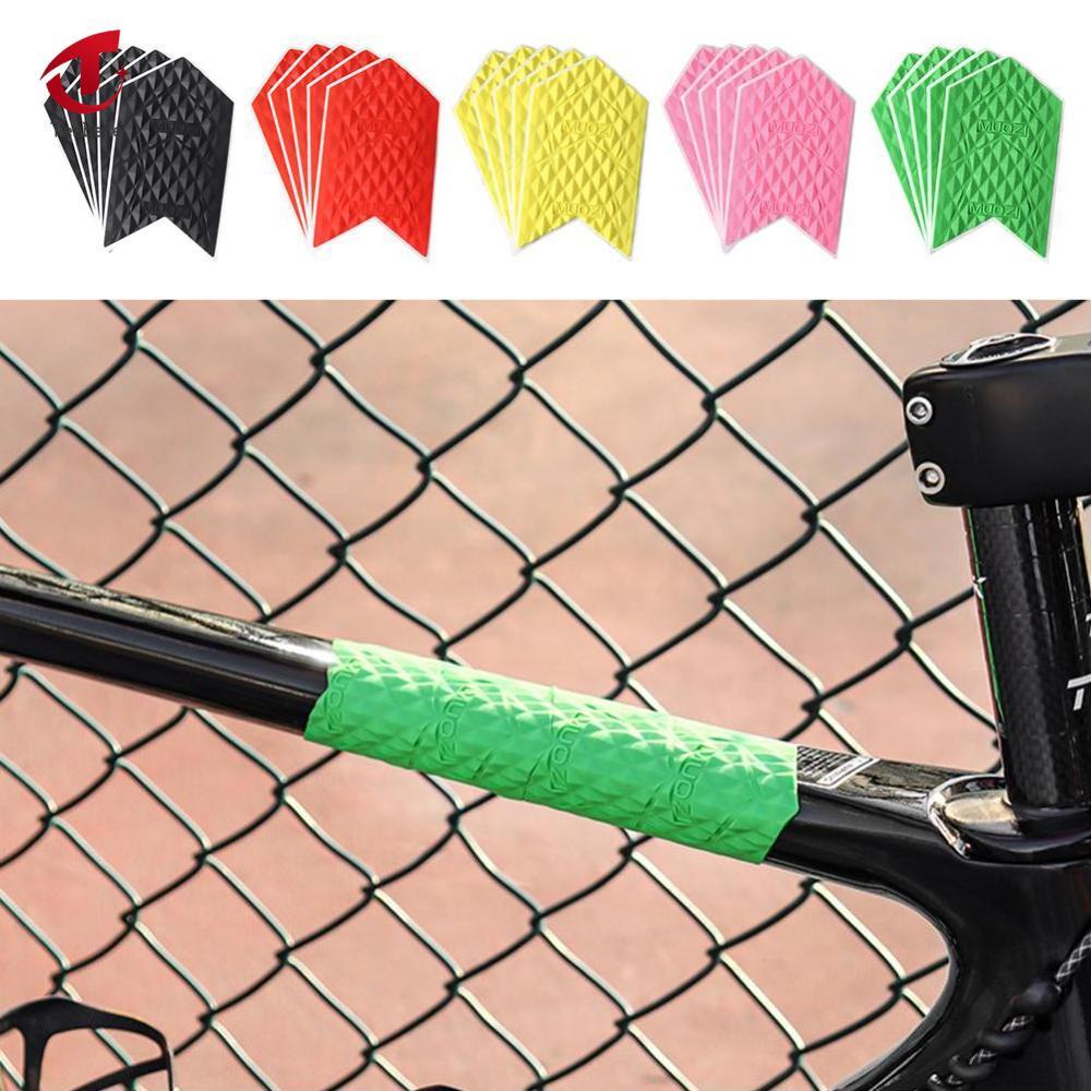 Teabelle 5 chiếc xe đạp bằng sợi Carbon Băng bảo vệ silicon khung xe đạp núi màng bảo vệ phuộc trước chống trầy xước và chống cọ xát với phụ kiện đi xe đạp dính mặt sau