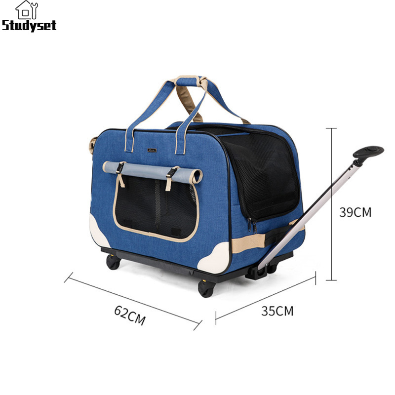 Studyset Pet Carrier With Wheels Foldable Breathable Waterproof Rolling Pet Carrier With Detachable Adjustable Trolley For Cats Dogs ราคา 5,119 บาท*ส่งฟรี