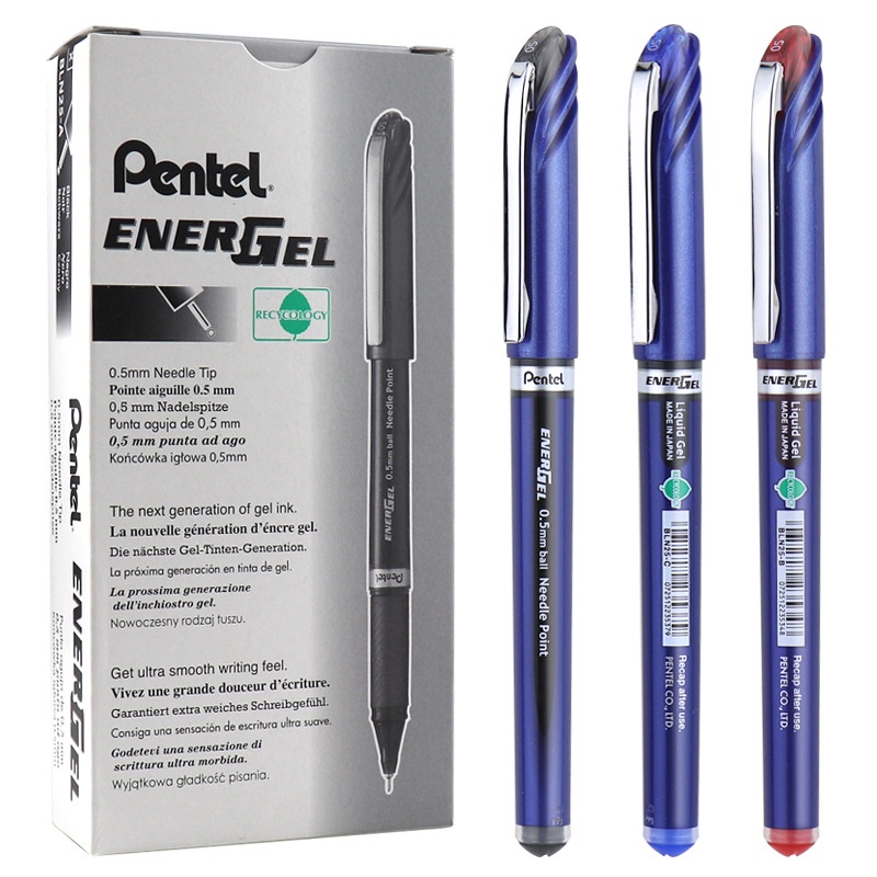 0.5 Pentel Japan EnerGel BLN25 Gel Roller Pen Black Blue Red-1PC