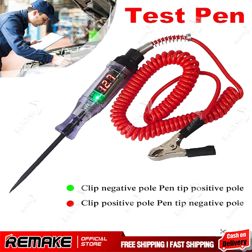 เครื่องมือวินิจฉัยรถยนต์หลอดไฟปากกาหัววัดยาวหน้าจอดิจิตอลสำหรับวงจรทดสอบแรงดันไฟฟ้ารถบรรทุก20A รถยนต์6V-24V ปากกาทดสอบแรงดันไฟฟ้า ราคา 19 บาท*ส่งฟรี