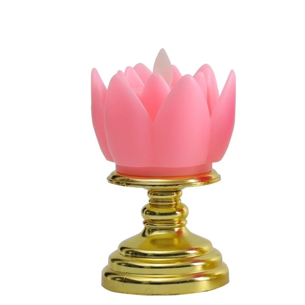 QIYAAY Prayer LED Candle Lamp Colorful Long-lasting Light Lotus Lamp Battery Operated Simulated Candlestick Buddhist Decoration