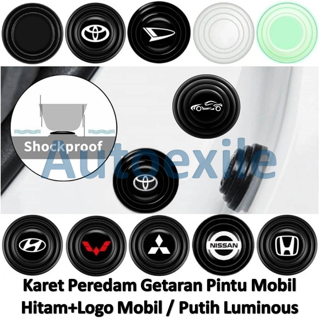 Karet Pelindung Peredam Getaran Suara Kap Pintu Mobil Putih Luminous Glow in the Dark Hitam Daihatsu Honda Hyundai Mitsubishi Nissan Toyota Wuling Mercedes Benz Sport Car Mazda Chevrolet Harga 1,880 rupiah*Gratis Ongkir
