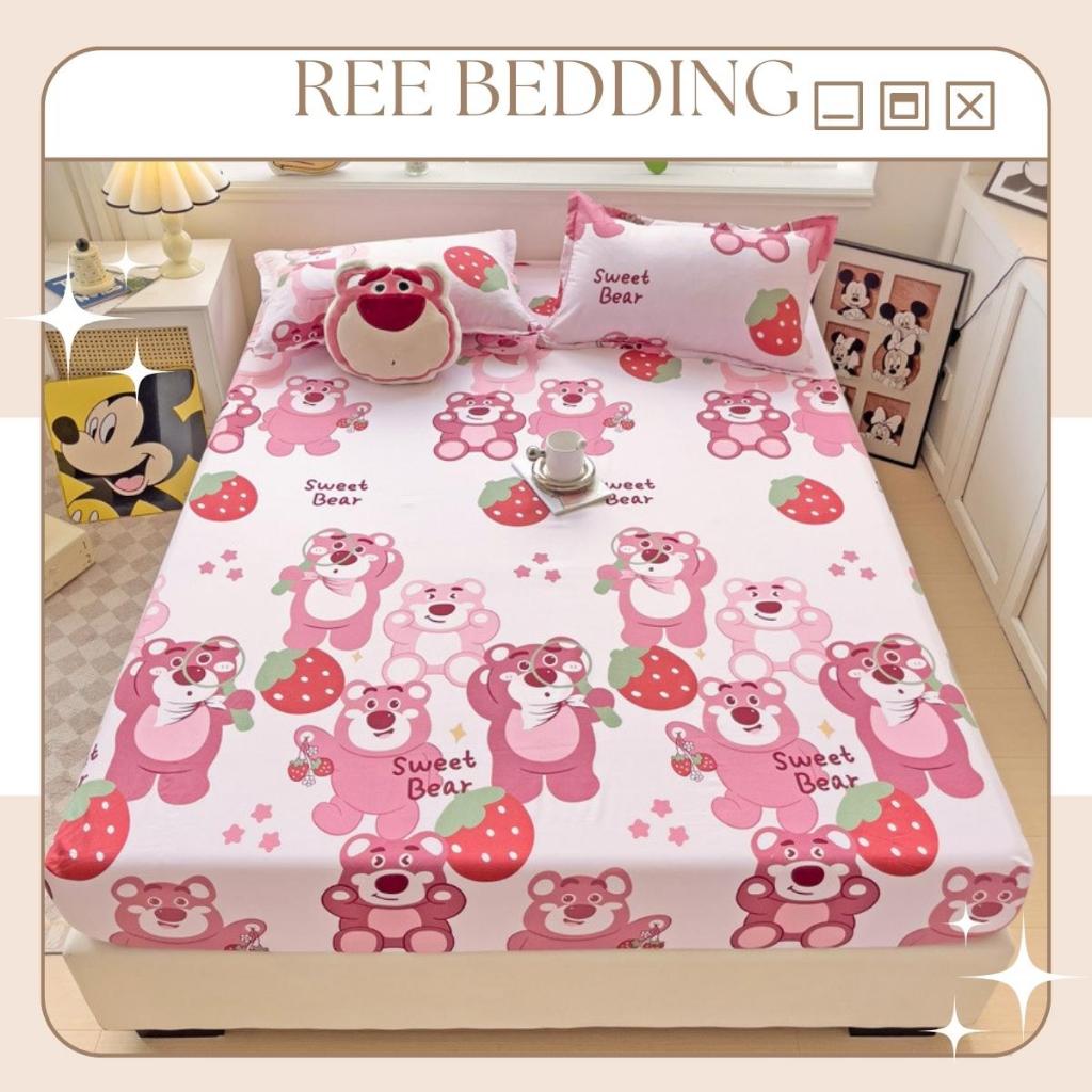 Bộ ga giường và vỏ gối cotton poly REE Bedding hàn quốc hoạ tiết hoạt hình đáng yêu PLC234