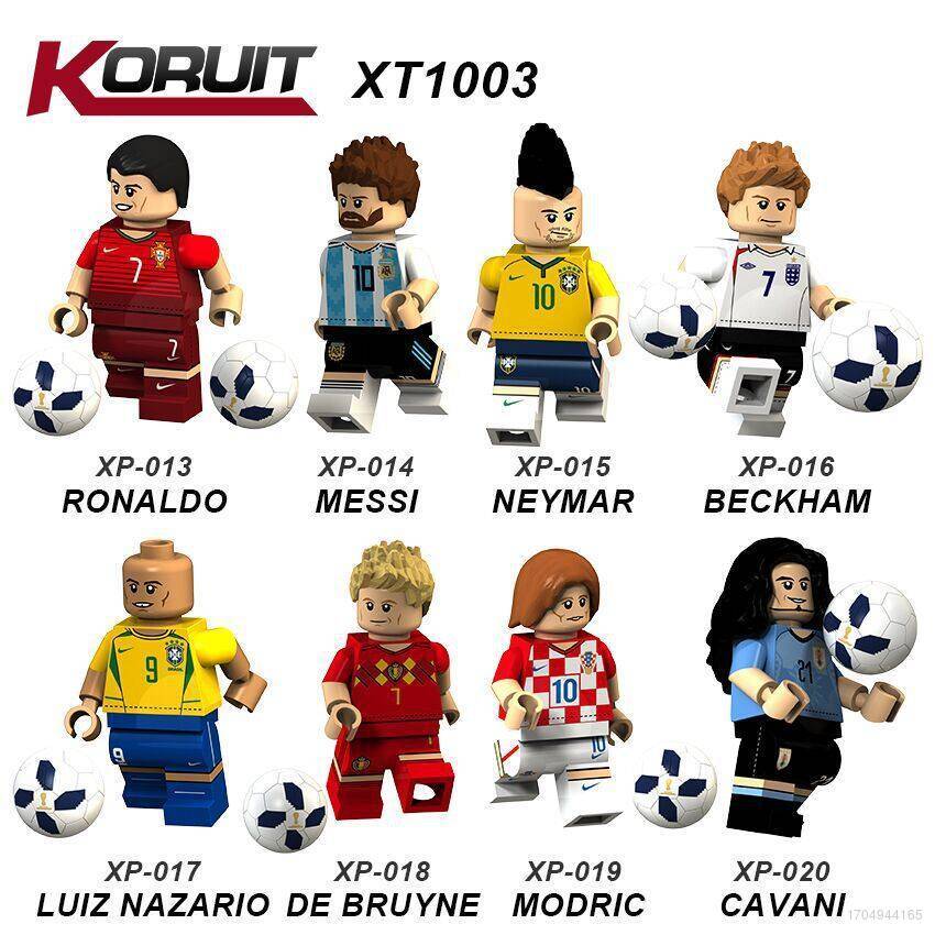 lz- LEGO Series World Cup Football Star Action Figure Messi Neymar Ronaldo Beckham Small Particle Assembly Building Block Miniature