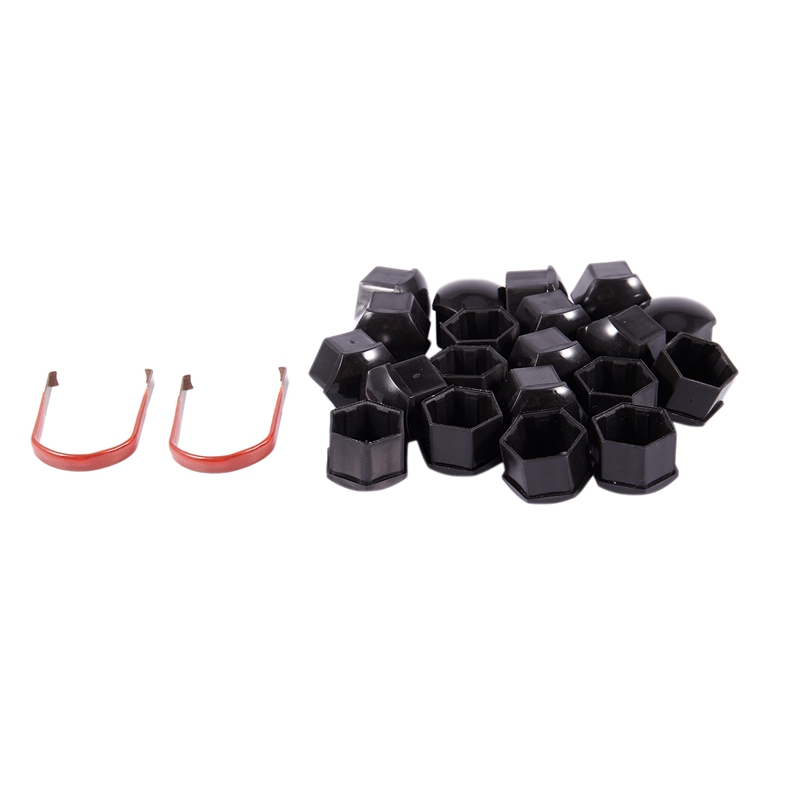 20pcs 17mm Car Plastic Caps Bolts Covers Nuts Alloy Wheel For Skoda, Audi, Mercedes, BMW Color: Black