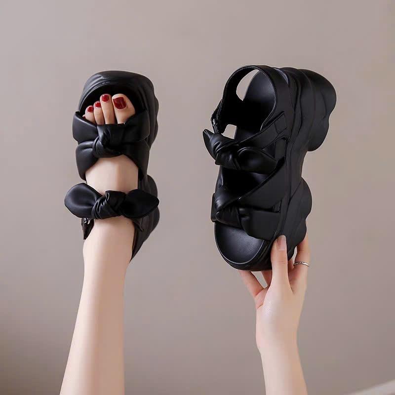 SANDAL BM QUAI NƠ DA DA CAO CẤP CAO 9CM ÊM ÊM SD BM xᶖnh xᶖnh.NN