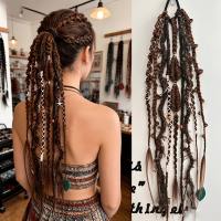 DAWEIF Ombre Tóc giả tết bím dành cho nữ 24 inch Tổng hợp Tóc đuôi ngựa tết bím có họa tiết Boho Tóc nối Tóc giả tết xoắn dành cho phụ nữ