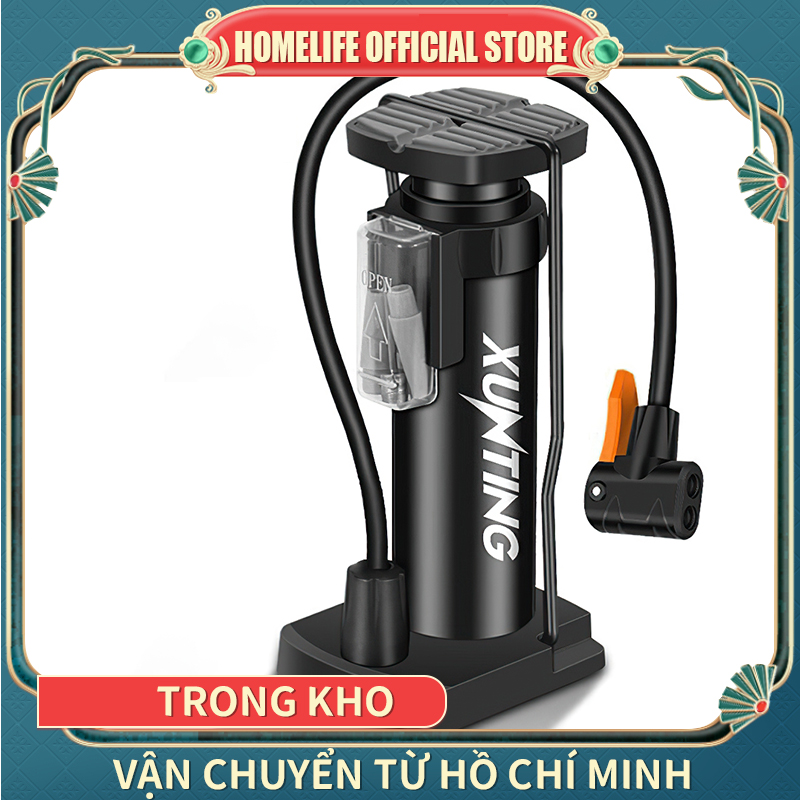 Bơm xe máy xe đạp nhỏ gọn đầu van đa năng Bơm Xe Đạp Áp Suất Cao,bơm xe đạp xe máy Máy bơm di động AV / FV bàn đạp chân máy bơm Phụ kiện xe đạp