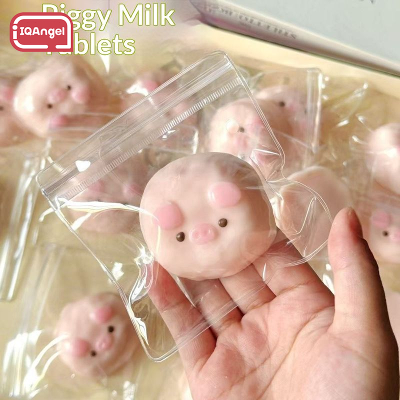 IQANGEL Cute Piggy Squishy Toy Stress Relief Soft TPR捏捏乐 Fun Sensory Play for Kids and Adults ราคา 12 บาท*ส่งฟรี