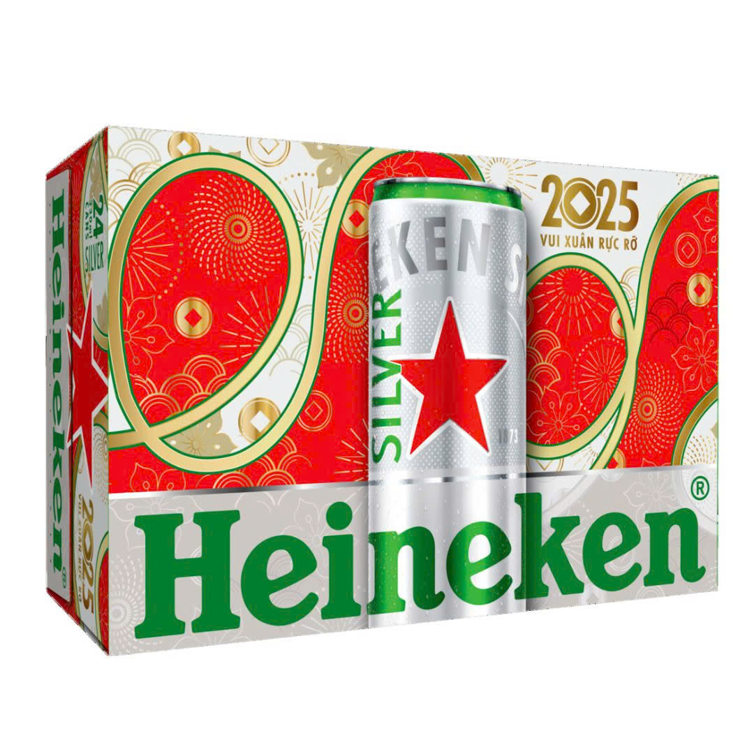 Thùng 24 Lon Bia Heineken Silver 330ml - Heineken Bạc