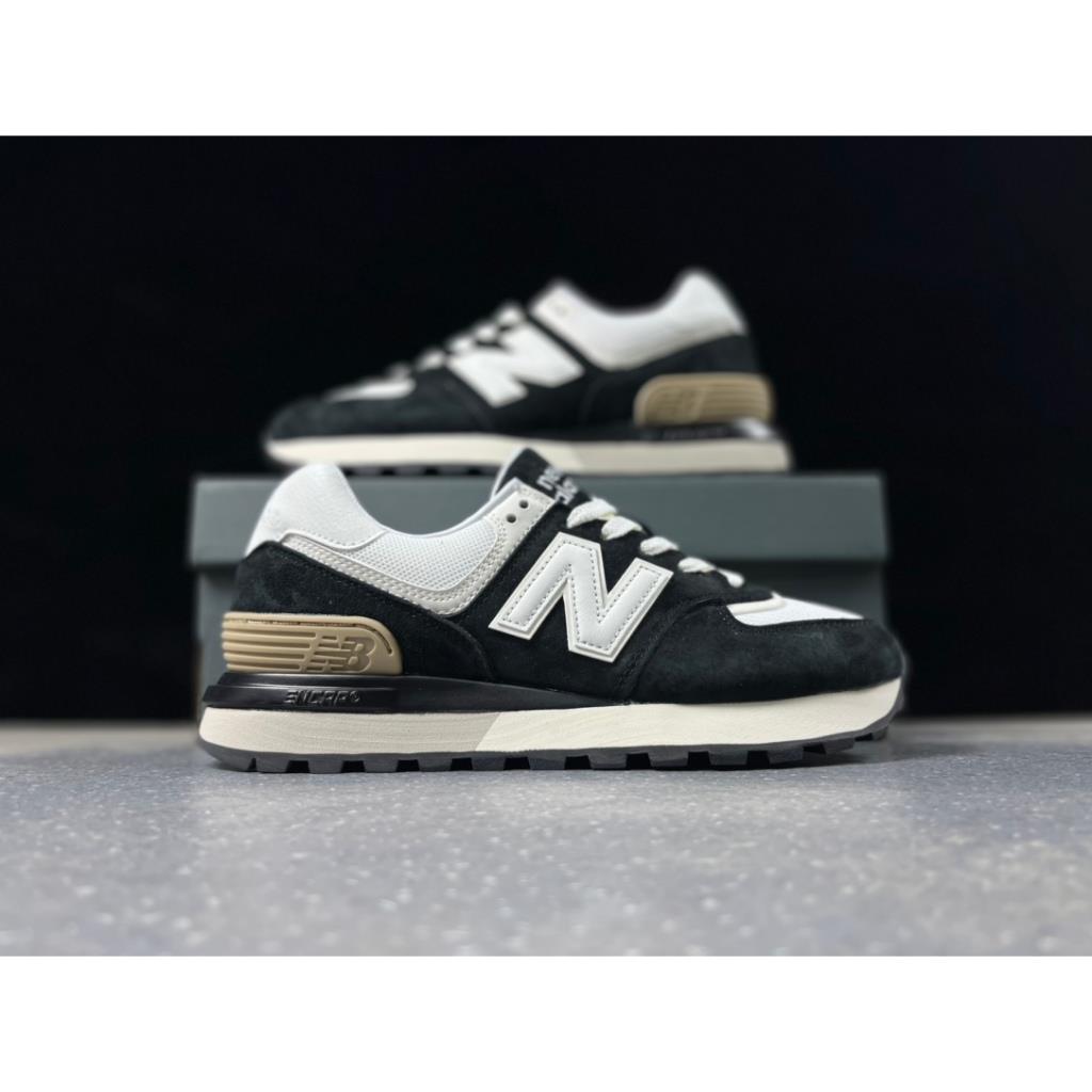 New Balance NB 574 Legacy Giày chạy bộ chống mài mòn da cổ điển đen trắng nâu U574LGRA