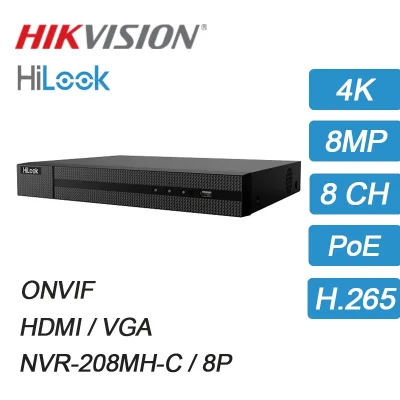 HILOOK BY HIKVISION 4K 8MP 8 CHANNEL POE NVR DUAL HDD BAY