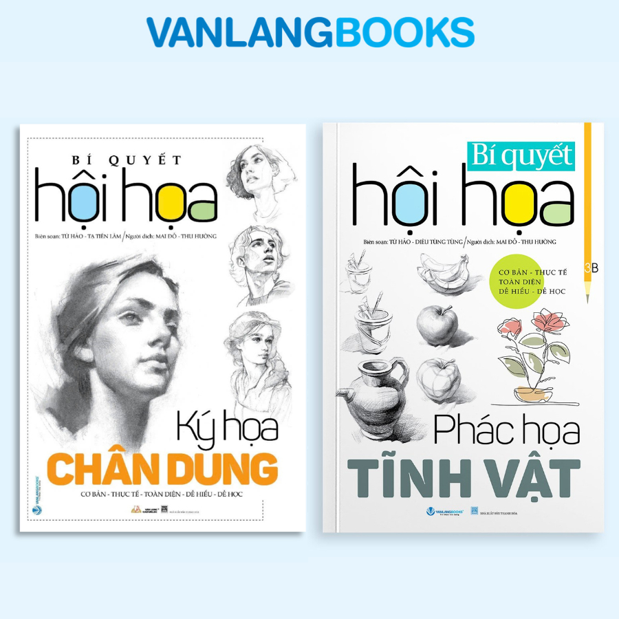 Sách - Combo 2 Quyển Bí Quyết Hội Họa - Phác Họa Tĩnh Vật + Ký Họa Chân Dung (Văn Lang)