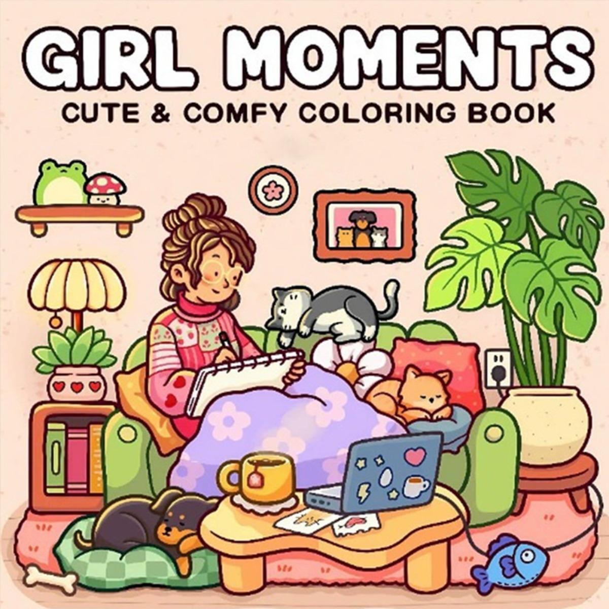 Cute Comfy Coloring Book Girl Moments Graffiti ColoringBook coloring books for girls Coloring Book Relaxation Gift Spooky Cutie Graffiti Painting Book Creative Doodles Book Drawing Book Painting Toys Christmas gifts for children and friends esiny
