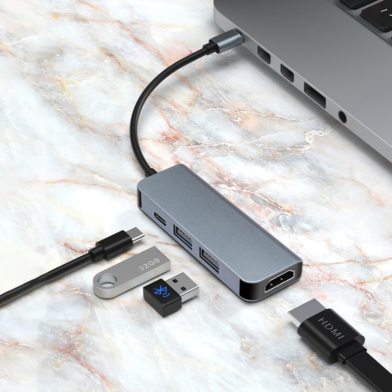 4 in 1 Type-C HUB with HDMI PD 2x USB Adapter