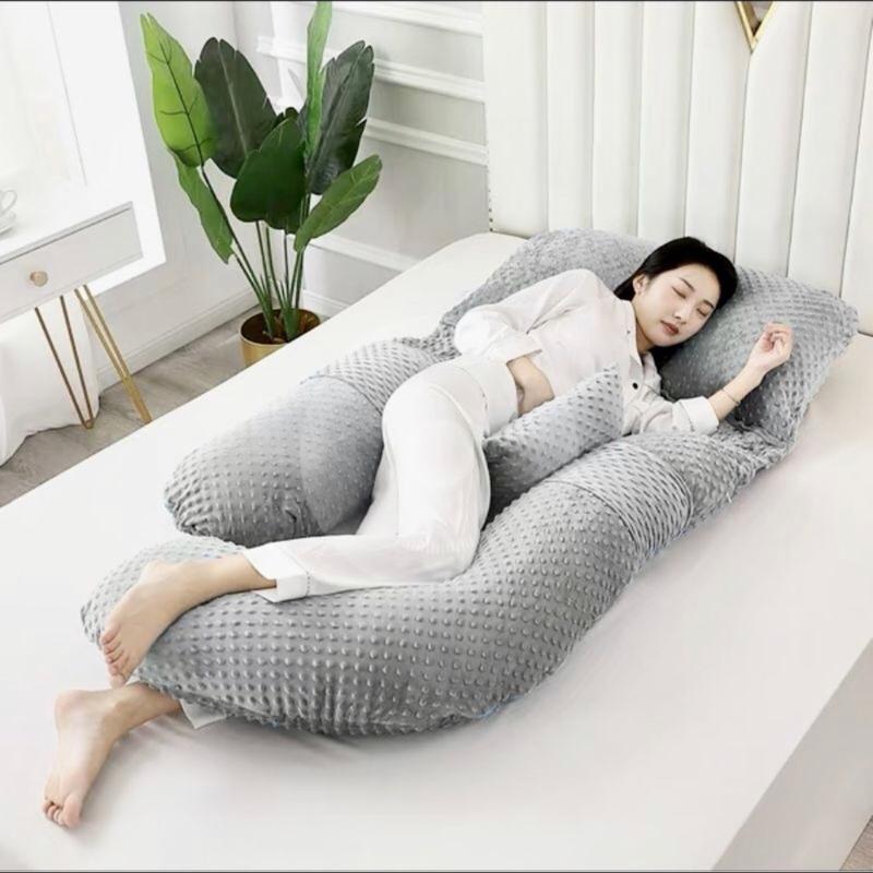 Gối bầu chữ G vải sợi tre vải nhung 3D (tặng gối kê )nâng đỡ toàn thân cho mẹ bầu