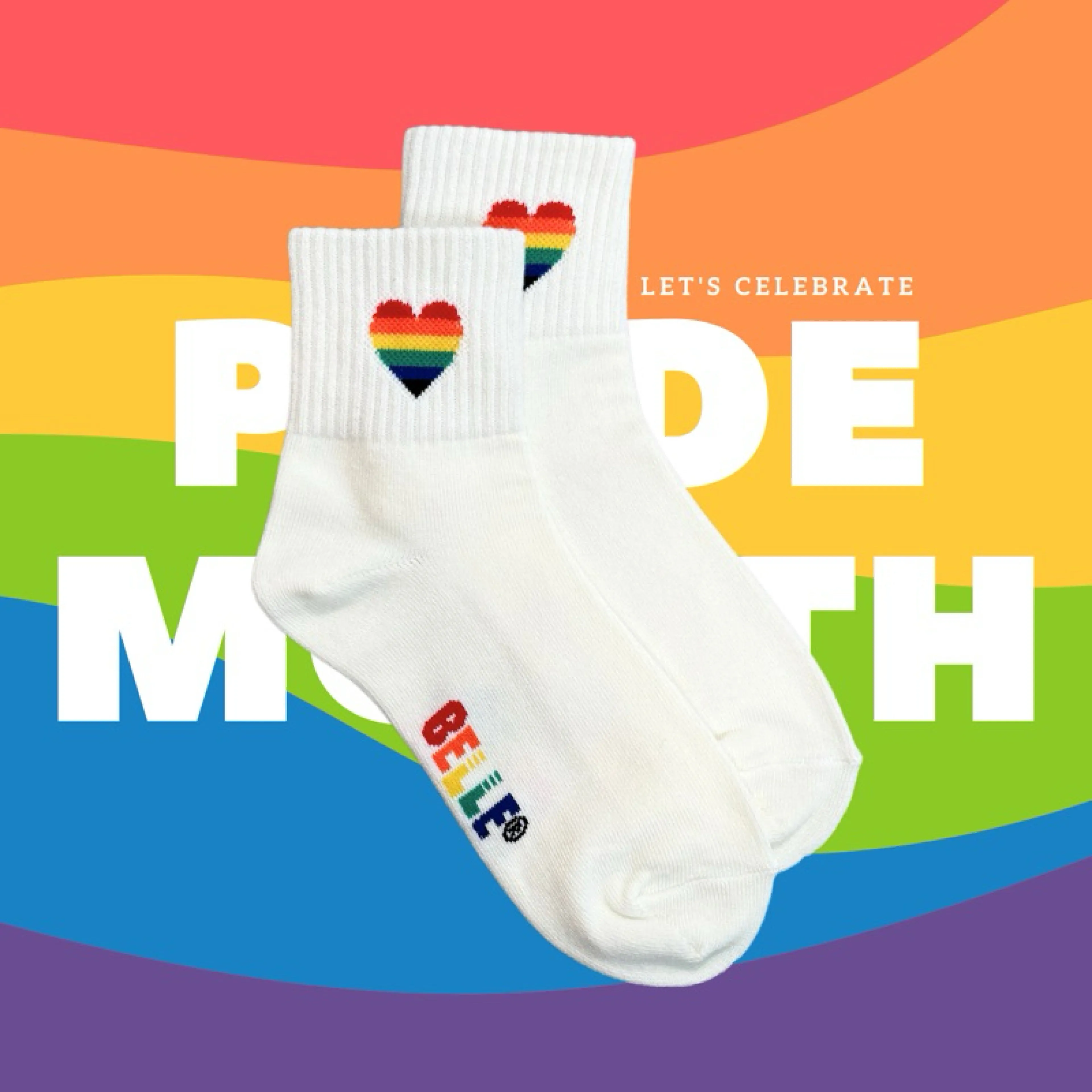 ถุงเท้า Pride หัวใจสีรุ้ง รุ่น Pride Rainbow Heart เนื้อนุ่ม ใส่สบาย - รูปที่ 1