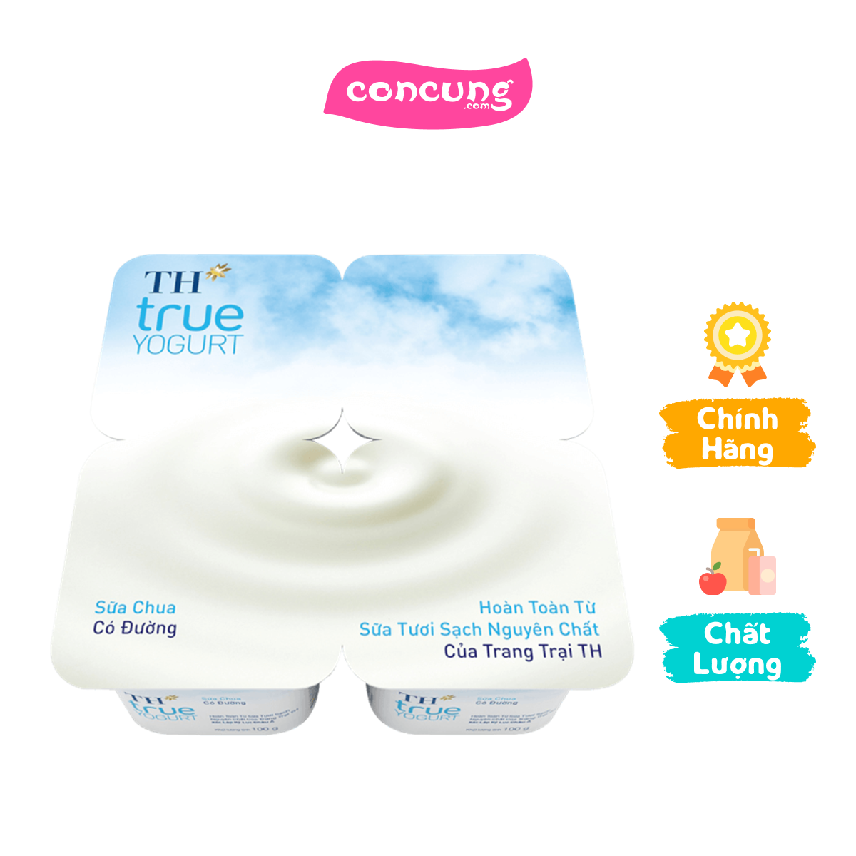 Sữa chua TH true Yogurt có đường 100g (vỉ 4 hộp)