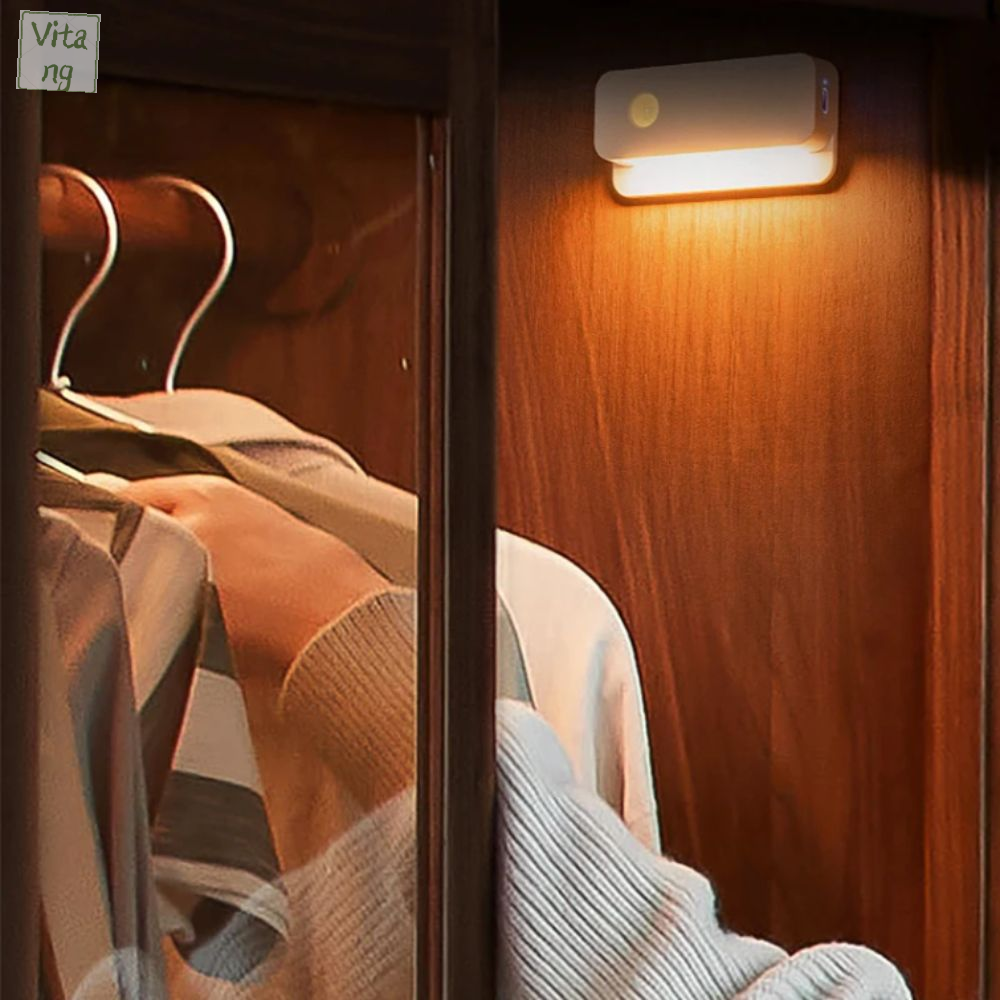 VITANG Kích thước nhỏ Đèn ngủ LED cảm biến Tiết kiệm năng lượng Thiết kế nhỏ Đèn từ tính Giá treo tường Chức năng thông minh Đèn không dây Chiếu sáng cầu thang