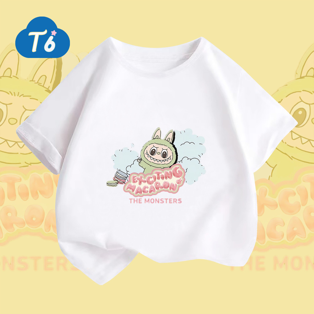 T6🔥มาใหม่ ลายเยอะ ผ้าดีมาก🔥เสื้อยืด เสื้อยืดคอกลมแขนสั้น POPMART LABUBU😘100% Cotton 6สี 100-140 ผ้าคอตตอน ราคา 149 บาท*ส่งฟรี