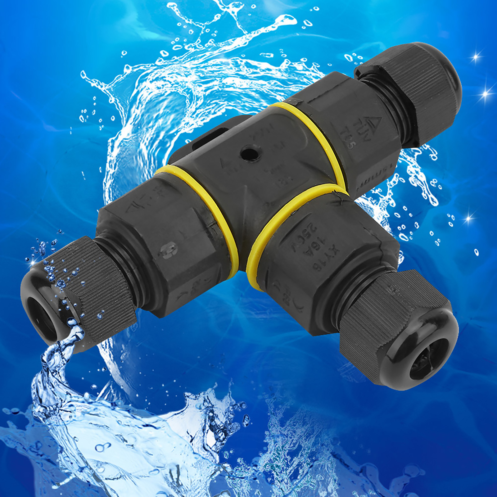 IP68 không thấm nước t-shape 3 cách 3 pin Hộp nối dây dây dây cáp ngầm dây nguồn bảo vệ kết nối