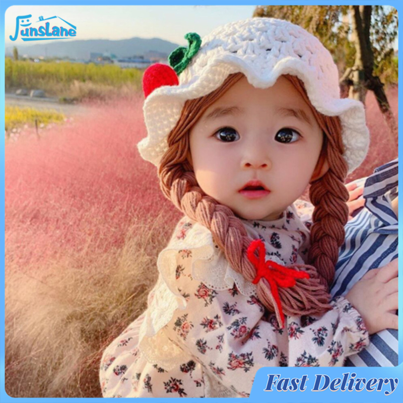 FunsLane Kids Girl Cap Simulate Braid Ear Protection Hat For 1-6 Y Baby Infants Toddler ราคา 153 บาท*ส่งฟรี