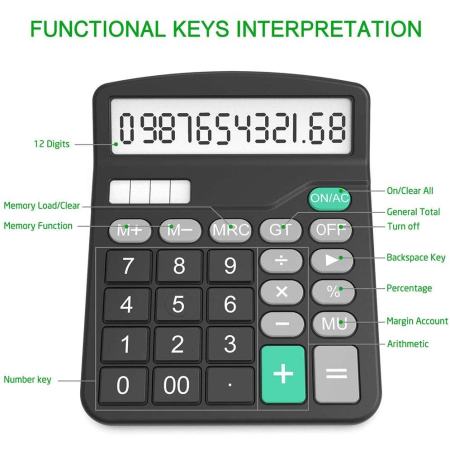 KK-837B Electronic Calculator 12 Digits Durable