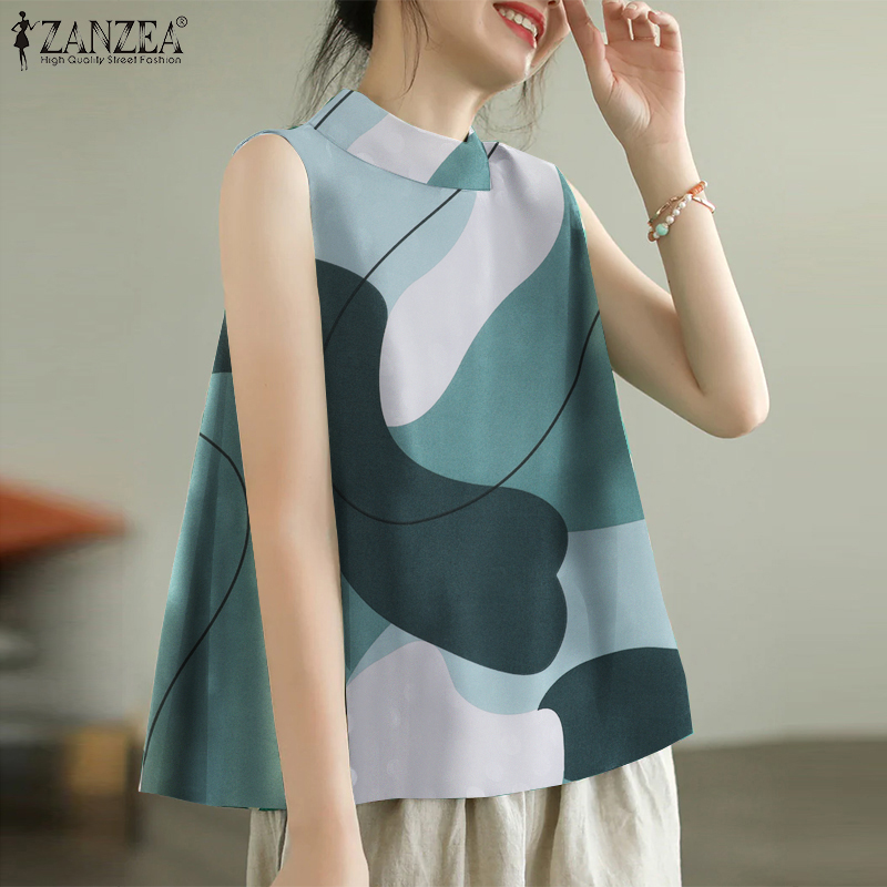 ZANZEA Women's Vest Tank New Fashion Printed Summer Casual Sleeveless O-Neck Loose Camisoles Top #7 ราคา 149 บาท*ส่งฟรี