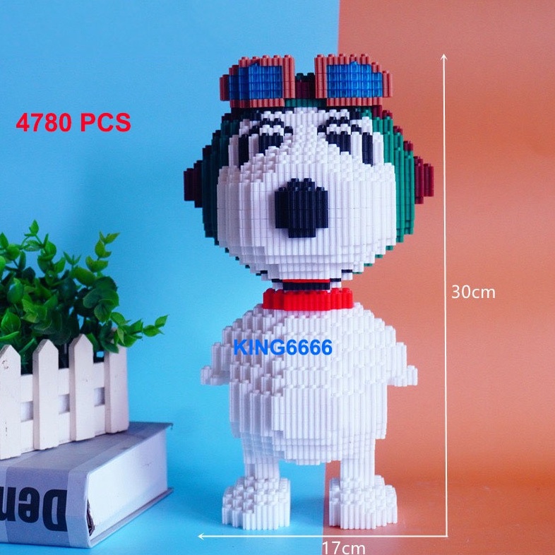 Xếp hình le go chó babu 30cm snoopy dễ thương lắp ráp nanoblock siêu dễ thương - CHÓ TRẮNG ĐEO KÍNH 30
