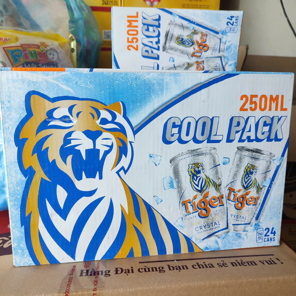 Thùng 24 Lon bia Tiger Crystal Cool Pack 250 ml/Lon