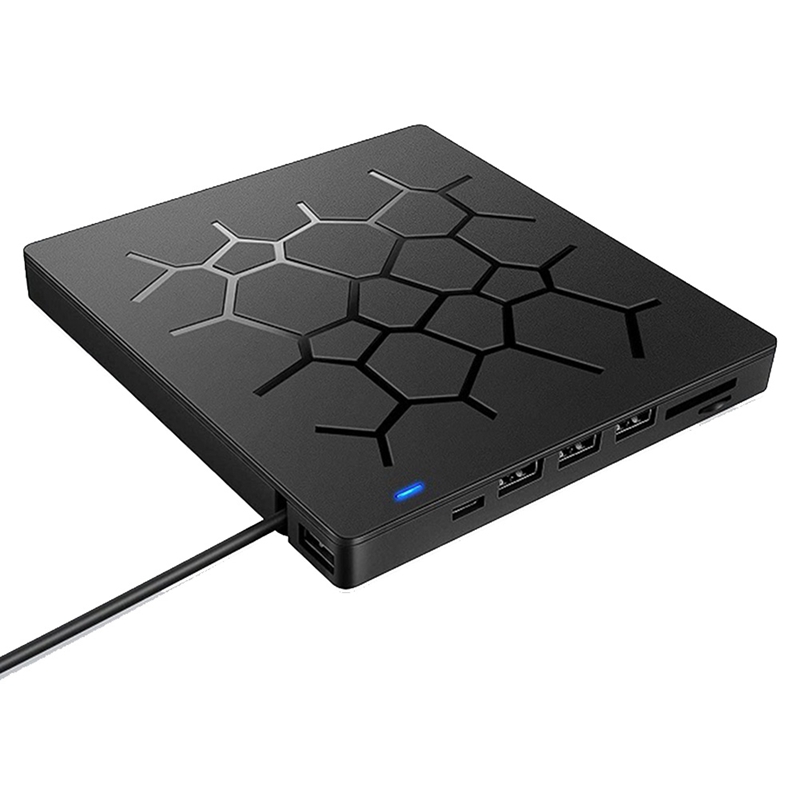 6 in 1 DVD Drive Player USB 3.0 Type-C with SD/TF & USB3.0 Optical Drives for PC Laptop