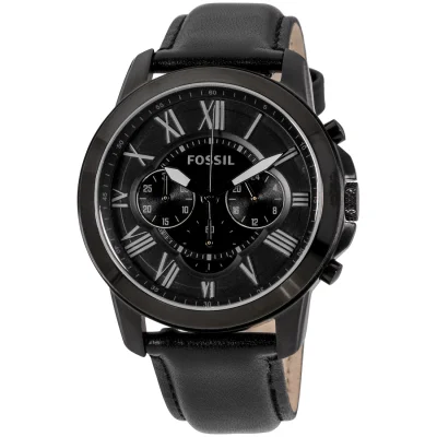 [Preorder]Fossil Grant Chronograph Black 45mm Dial Black leather Strap Men Watch FS5132