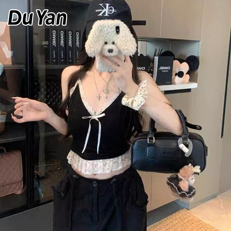 Du Yan French Style Short Lace Lace Vest Women's Outer Wear Summer Thin Slimming Youthful-Looking Sling ราคา 148 บาท*ส่งฟรี