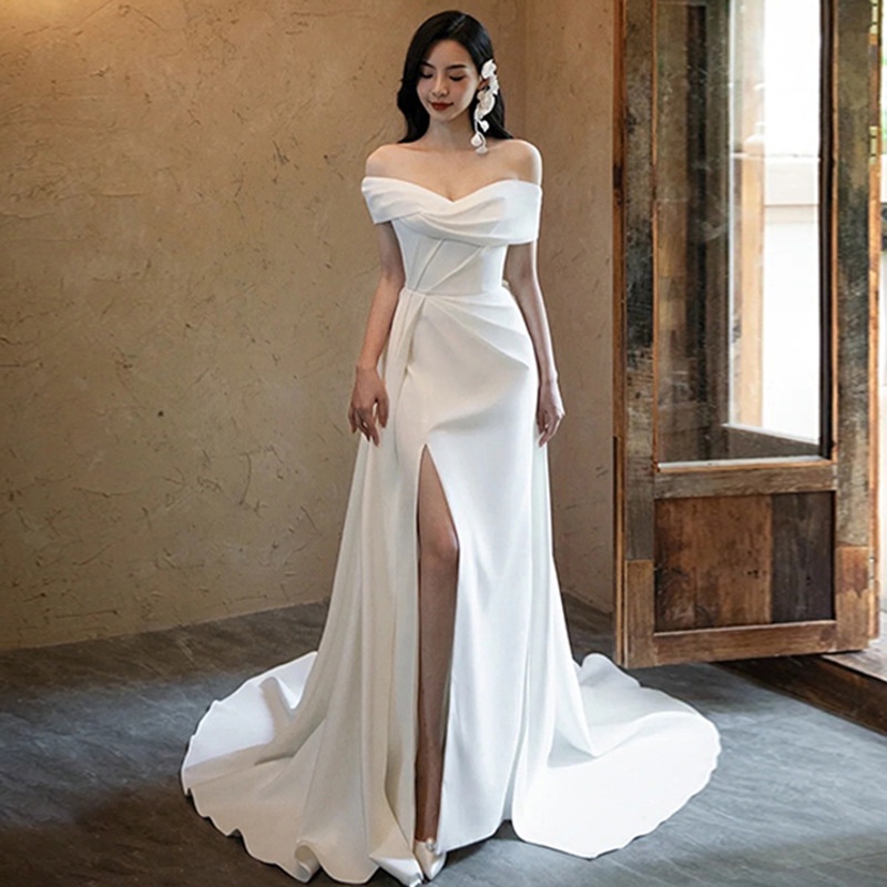 Casual Civil Wedding Dress - Below Knee Length White Summer Elegant Plus  Size Plain Vintage Retro