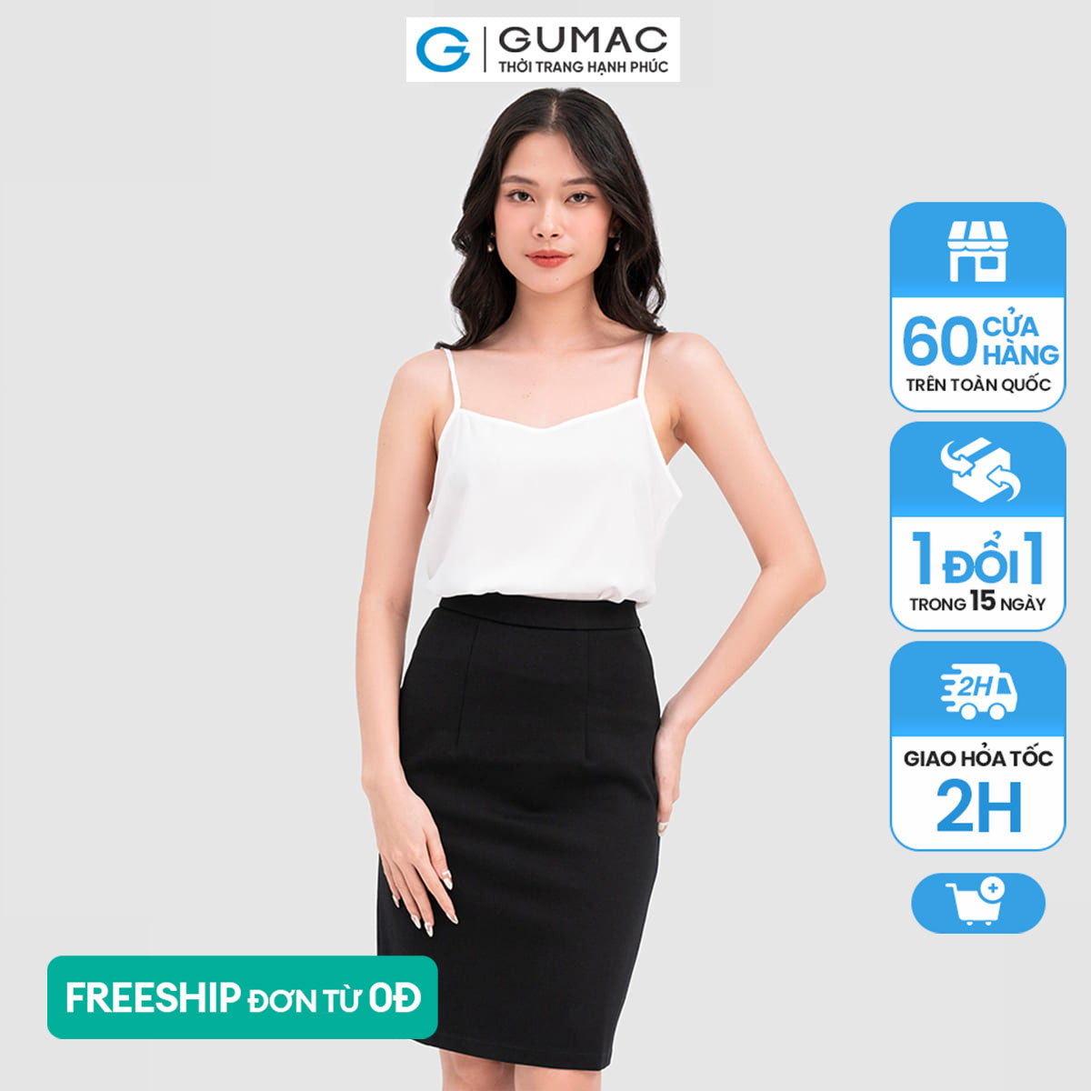 Váy bút chì xẻ đắp gumac vc08127