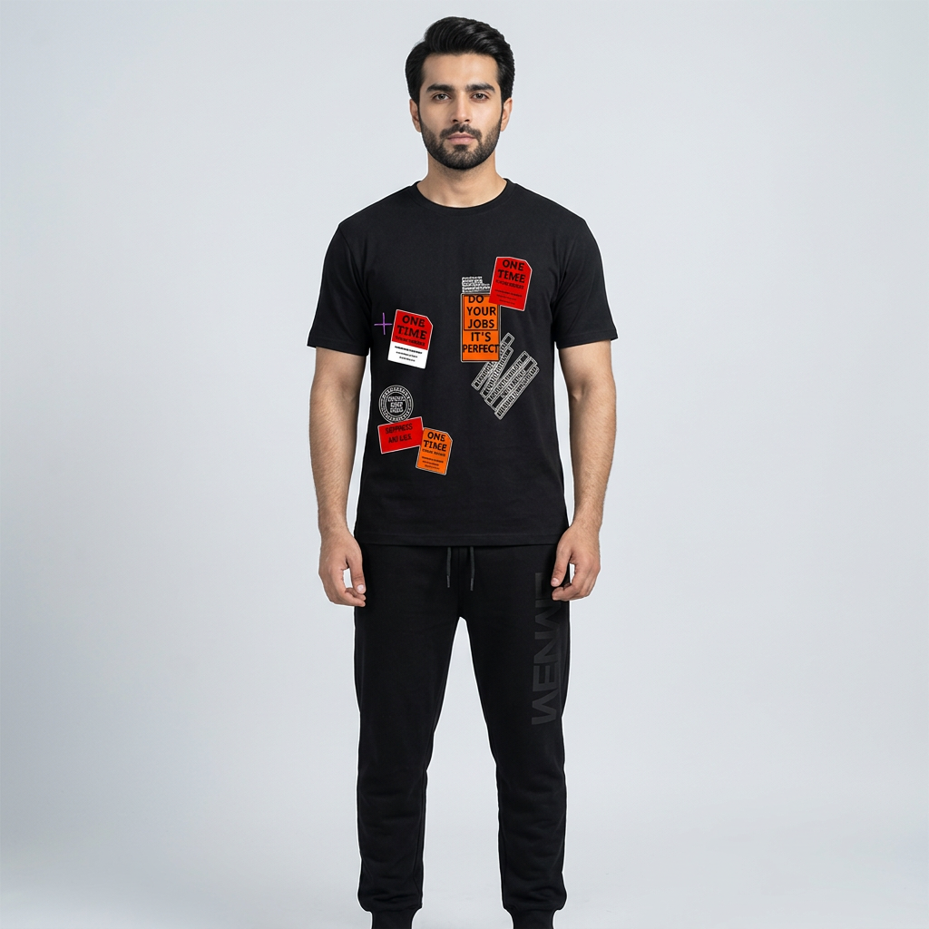 Summer Collection  Printed Tracksuit T-shirt and trouser Cotton Jersey Fabric Half Sleeves tshirt Track Suits Gym Sports Casual Wear Trendy Fashion for Men