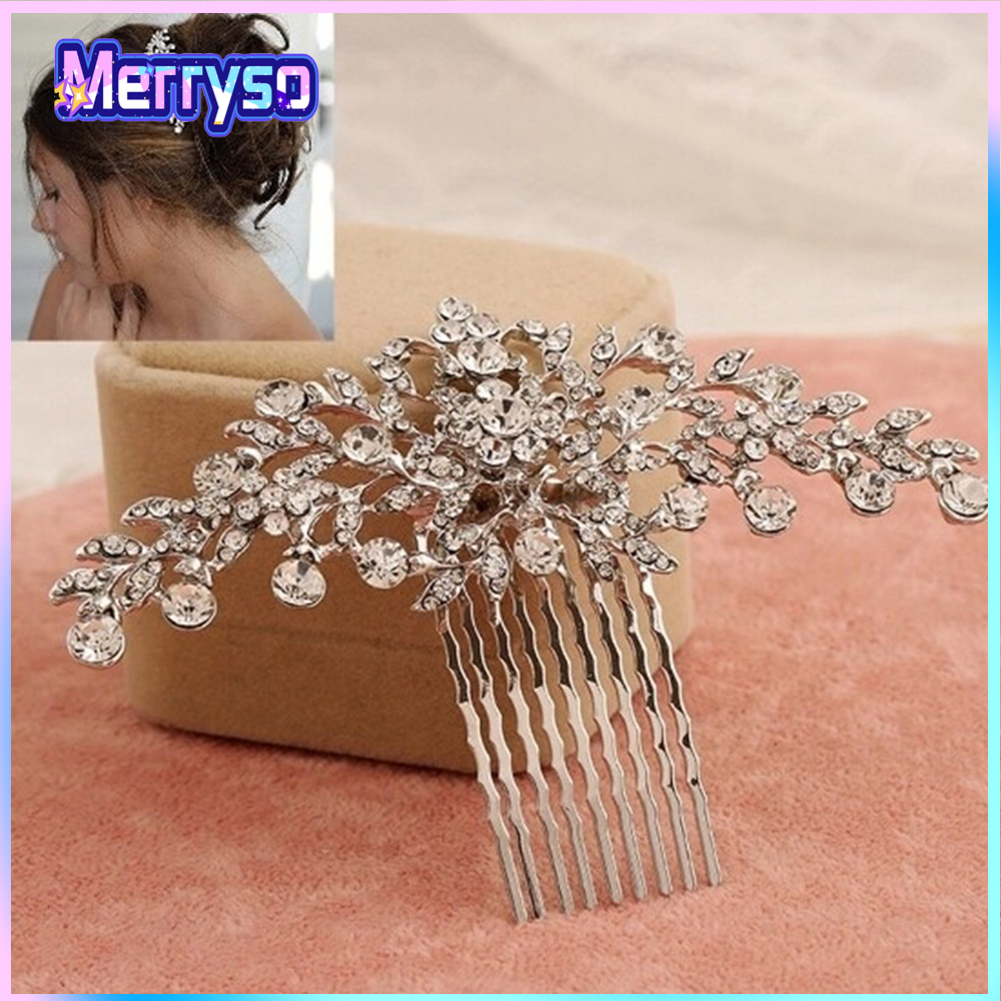 Elegant Rhinestone Inlaid Women Hairpin Wedding Banquet Bridal Comb Headdress ราคา 179 บาท*ส่งฟรี